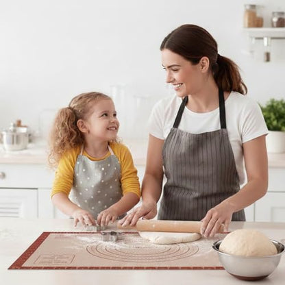 Silicone Pastry Mat, 16" x 24" Silicone Baking Mat for Counter Rolling Dough, Reusable Non-Stick Extra Large Dough Mat with Measurement for Pie Crust, Pizza and Cookies