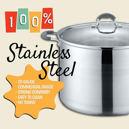 CONCORD 20 Quart Stainless Steel Canning Pot Set. Includes Canning Rack, Tongs, Jar Lifter, Funnel, Wrench, Lid Lifter, Mixer/Measurer (Induction Compatible)