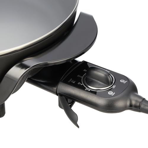 12" Round Nonstick Electric Skillet with Glass Cover, Black