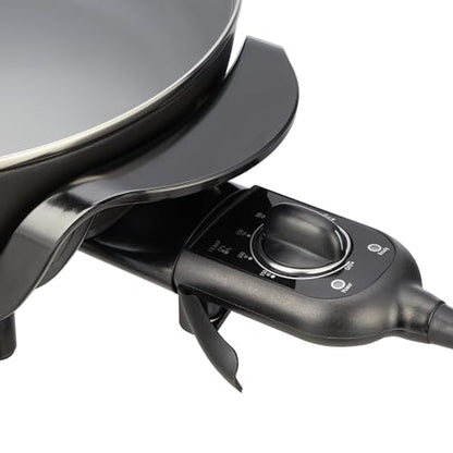 12" Round Nonstick Electric Skillet with Glass Cover, Black