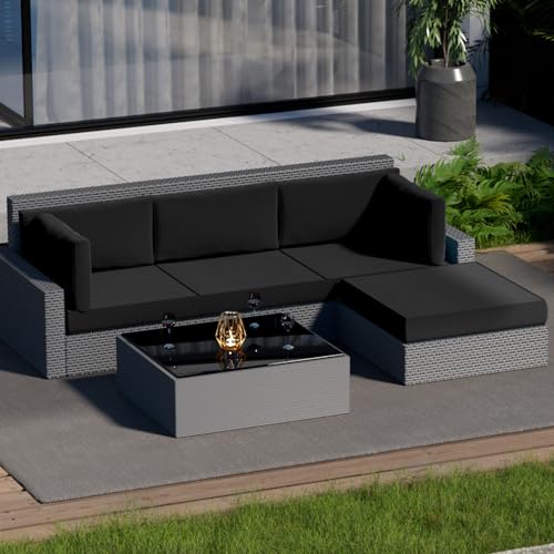 Cethytirko 9 Piece Outdoor Patio Waterproof Cushion Covers, Fits 4-Seat Wicker Rattan Sectional Couch Chair Furniture Cover Replacement Set - Fade-Resistant Patio Cushion Covers with Zipper