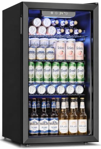 Feelfunn 3.2 Cu. Ft. Beverage Refrigerator, 126-Can Mini Fridge, 34-64°F