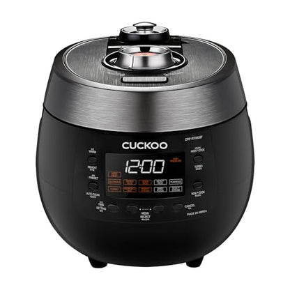 CUCKOO Twin Pressure Rice Cooker 6-Cup Uncooked / 12-Cup Cooked with Nonstick Inner Pot, Versatile Rice Maker & Warmer with 14 Menu Options, Voice Guide, Auto Clean, Black (CRP-RT0609FB)