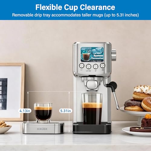 XIXUBX Cold Brew Espresso Machine with Milk Frother, Grey