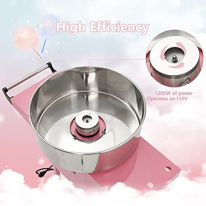 Garvee Extra Large Cotton Candy Cart - Commercial Cotton Candy Machine,Electric Cotton Candy Floss Maker with Drawer, 20 in Stainless Steel Bowl Perfect for Commercial Use Home Party Carnival