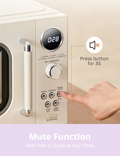 COMFEE' Retro Microwave Oven, 0.9 Cu.Ft 900W Countertop, Apricot
