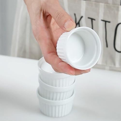 Cinf 1.5 oz Ramekins Pudding Cup Baking Cup Bowls Dishes, Set of 4,Souffle Cups Dishes, Dipping Sauce,Creme Brulee, Custard Cups, Desserts, Oven, Microwave,Dishwasher
