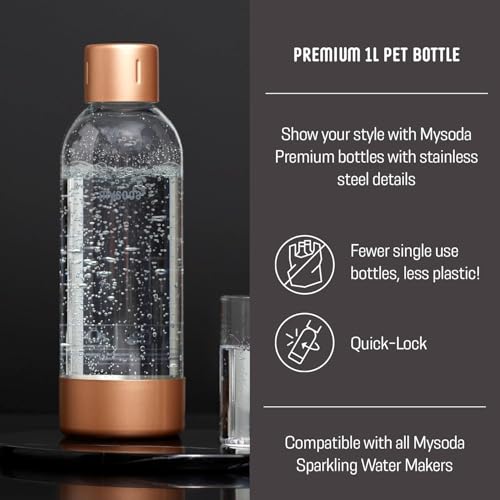 Mysoda Ruby 2 Silent Soda Maker with1L Bottle - High Quality - White Copper