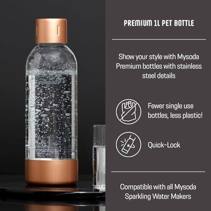 Mysoda Ruby 2 Silent Soda Maker with1L Bottle - High Quality - White Copper
