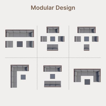 Ahomly 7-Piece Patio Furniture Set, Outdoor Sectional Couch, Grey