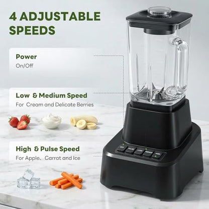 OLIXIS Professional Kitchen Blender, 850 Peak Watts Full-Size Multi Function Blender, 54oz Glass Jar, 4 Speed Pulse Mode, Ice & Frozen Fruit Processing