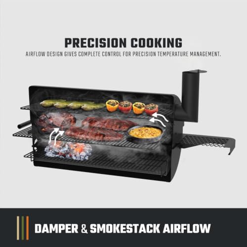 Oklahoma Joe’s Laredo Series 900 Offset Charcoal Smoker and Grill with 916 sq. in. Cooking Area in Black