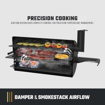 Oklahoma Joe’s Laredo Series 900 Offset Charcoal Smoker and Grill with 916 sq. in. Cooking Area in Black
