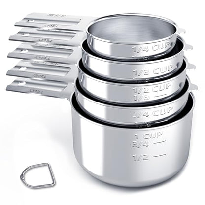 TILUCK Stainless Steel Measuring Cups Set,Kitchen Gadgets for Cooking & Baking,Set of 5
