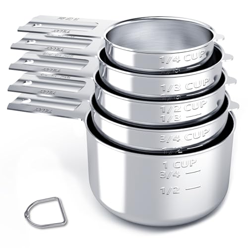 TILUCK Stainless Steel Measuring Cups Set,Kitchen Gadgets for Cooking & Baking,Set of 5