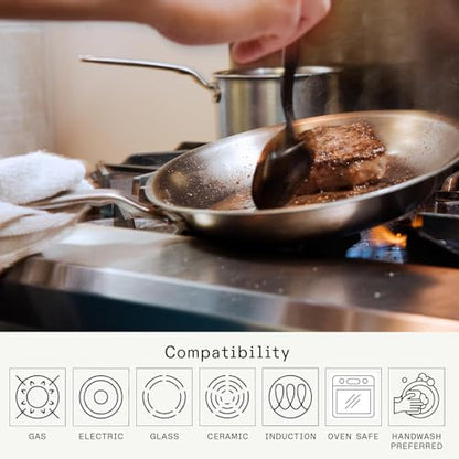 Made In Cookware | 8-Inch Stainless Steel Frying Pan | 5 Ply Stainless Clad | Professional Cookware | Crafted in Italy | Induction Compatible
