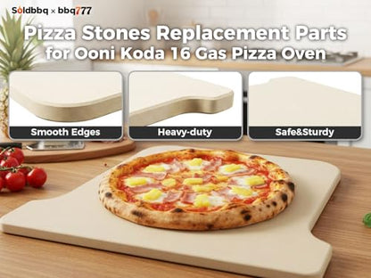 Pizza Stones Replacement Parts for Ooni Koda 16 Gas Oven, 28mbar Outdoor Propane Pizza Oven Cordierite Baking Stones for Ooni Pizza Stones Accessories for Bread