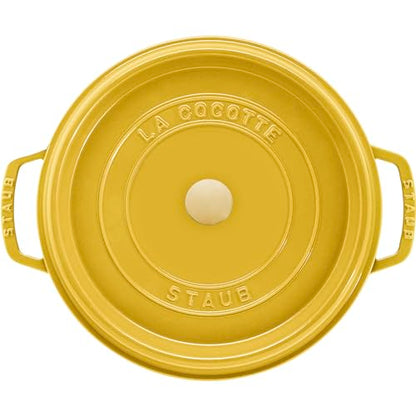 Staub Cast Iron Round Cocotte, Dutch Oven, 7-quart, serves 7-8, Made in France, Citron