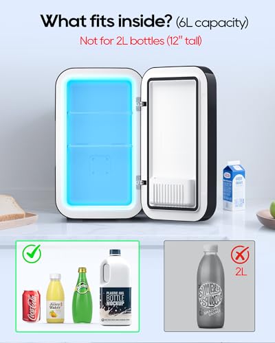 BEICHEN Mini Fridge, 6 Liter / 8 Can Small Refrigerator for Bedroom, Car, Office & Dorm, 110V AC/DC Portable Thermoelectric Cooler & Warmer for Skincare, Food, Drinks, Black