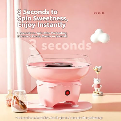 Mini Cotton Candy Maker Machine, Cotton Candy Machine with Paper Sticks & Sugar Scoop, Portable Candy Floss Maker for Birthday Party