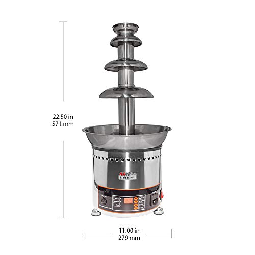 ALDKitchen 4-Tier Chocolate Fountain Machine – 3kg Capacity, Stainless Steel, Digital Thermostat 30–110°C, 300W, 110V – Commercial Fondue Fountain for Parties and Events (4 Tiers)