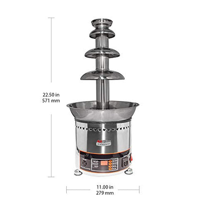 ALDKitchen 4-Tier Chocolate Fountain Machine – 3kg Capacity, Stainless Steel, Digital Thermostat 30–110°C, 300W, 110V – Commercial Fondue Fountain for Parties and Events (4 Tiers)