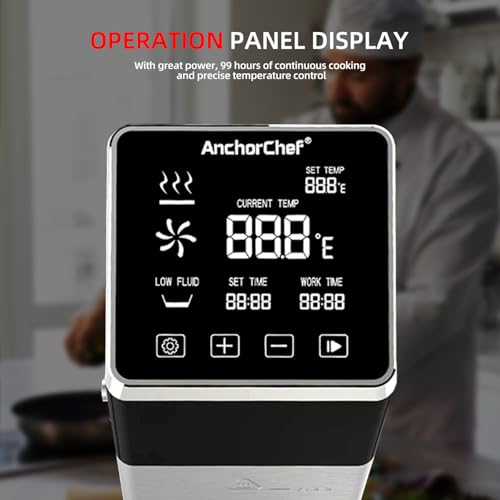 Anchorchef 1400W Sous Vide Cooker, Precision Immersion Circulators with large Touchscreen Accurate Temperature Timer (silver)