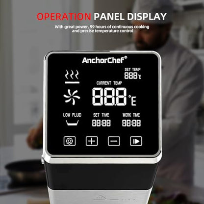 Anchorchef 1400W Sous Vide Cooker, Precision Immersion Circulators with large Touchscreen Accurate Temperature Timer (silver)