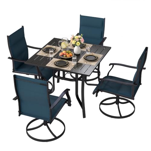 Murago Patio Table and Chairs Set, Outdoor Table and Chairs, Padded Blue