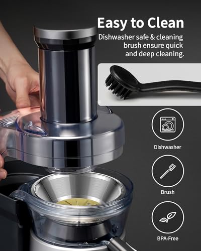 GDOR 1200W Juicer Machines with Larger 3.2" Feed Chute, 45oz Large Juice Jug, Centrifugal Juice Extractor Maker with Titanium Enhanced Cutting System, Dual Speeds, BPA-Free, Grey