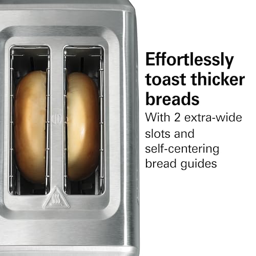 Hamilton Beach 2 Slice Toaster with Extra-Wide Slots, Bagel Setting, Toast Boost, Slide-Out Crumb Tray, Auto-Shutoff & Cancel Button, Defrost Function, Stainless Steel (22794)