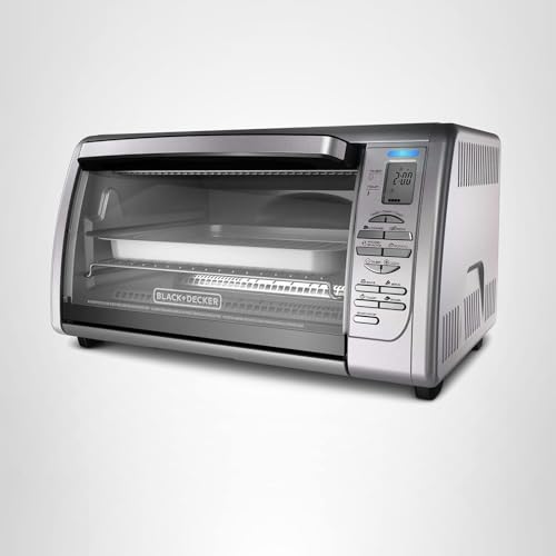 Black+Decker Countertop Convection Toaster Oven, 8 One-touch Cooking Functions, Stainless Steel