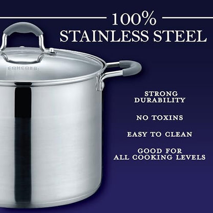 CONCORD Stainless Steel Stock Pot with Glass Lid (Induction Compatible) (15)