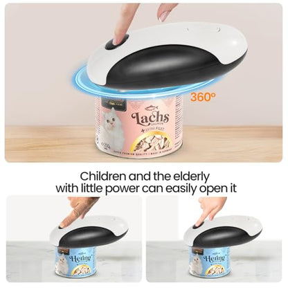 Rechargeable Electric Can Opener, Hands Free for seniors，Food Safe Automatic Can Opener with Smooth Edge,Easy to Use,Works with All Standard Cans (Black)