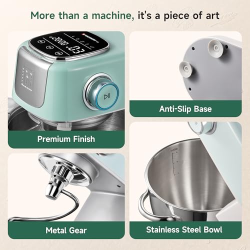 Hauswirt 5.3QT Stand Mixer, LED Touch Screen, Quiet Operation, 11-Speed