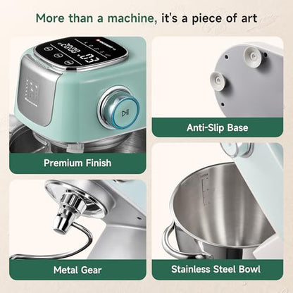 Hauswirt 5.3QT Stand Mixer, LED Touch Screen, Quiet Operation, 11-Speed