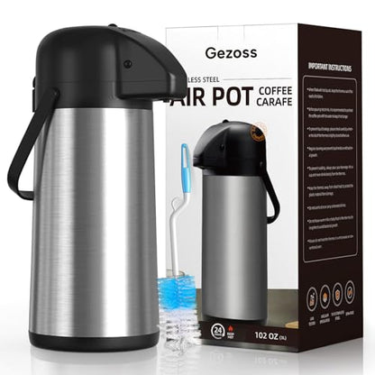 Coffee Carafe for Keeping Hot, 102OZ / 3L Airpot Coffee Dispenser with Pump