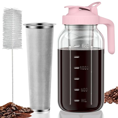 JunVpic Cold Brew Coffee Maker, 64 oz Glass Mason Jar Pitcher