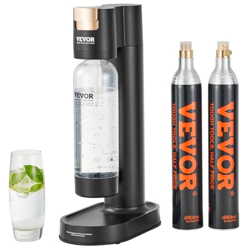 VEVOR Sparkling Water Maker, Soda Maker Machine for Home, Soda Maker with BPA-free 1L PET Bottle, 2 CO2 Cylinders(Not Contain CO2 GAS), Compatible with Mainstream Screw-in 60L CO2 Cylinder