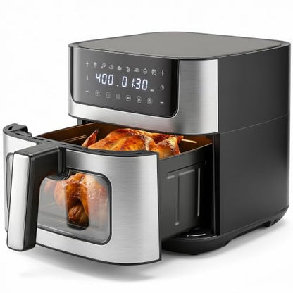 KMFurnila Air Fryer 6.34 QT, Airfryer with Viewing Window and 8 Presets