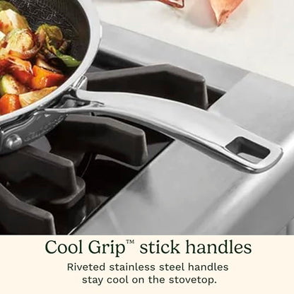 Cuisinart FusionPlus Hybrid Stainless Steel Cookware, 5-Quart Sauté Pan with Cover and Helper, PFAS-Free PURELYSEAR Ceramic Technology, Scratch Proof, Cool Grip Handles, Dishwasher Safe