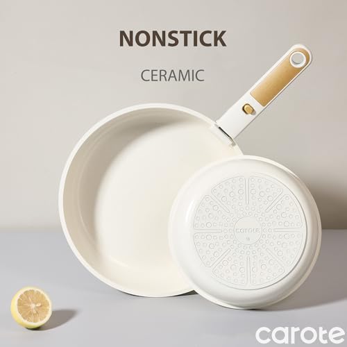 CAROTE 5pcs Pots and Pans Set Non Stick, Cookware Sets, Kitchen Set, Oven/Fridge Safe, Space Saving Pots Set, Nonstick Cooking Set with Versatile Detachable Handle, Induction RV Set
