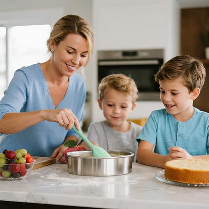 AWTBDP 8 Inch Cake Pan Set of 2, Nonstick Stainless Steel Round Layer Cake Baking Pans with 100PCS Parchment Papers, Circle Cake Pan Tins for Birthday Christmas, Non-Toxic & Healthy, Dishwasher Safe