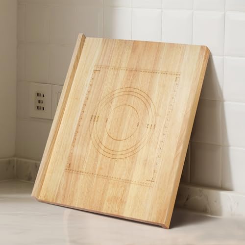 Suuiwau 24 * 20 Solid Wood Cutting Board Countertop Pastry Board with Engraved Ruler and Lip for Kneading Dough Reversible Pastaboard, for Kitchen