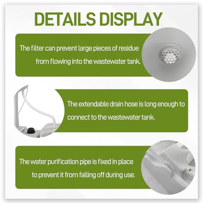 Outvita Portable Camping Sink w/ 19L Water Tank Rolling Wheels Towel Holder Soap Dispenser Faucet, Outdoor Foot Pump Washing Station for RV Boat Travel Picnic Worksit