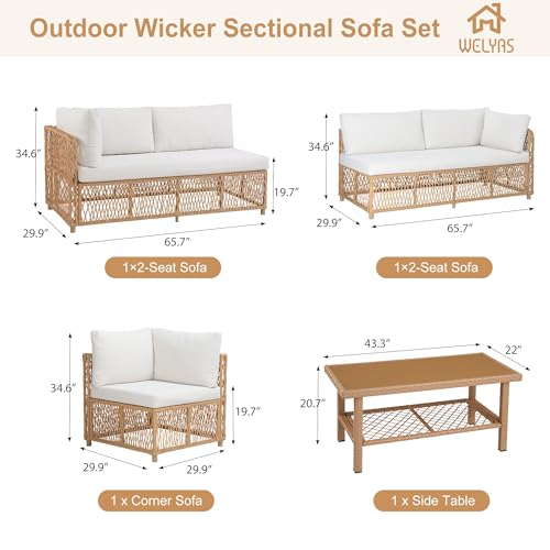 Luxury Outdoor Sectional Set 6-Seater with Thick Cushion & Waterproof Cover