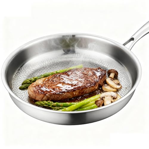 SSHIYEEY Titanium Pan – Premium Titanium Cookware, Naturally Nonstick & Non-Toxic,Chemical-Free Frying Pan, Fast & Even Heating Skillet for Cooking, Works on All Cooktops (13”+lid)