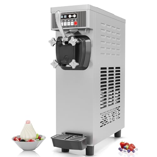 GarveeLife Commercial Soft Serve Ice Cream Machine - 21.2 QT/H Yield, 1500W Single-Flavor Countertop Maker with 6L Hopper, Touchscreen & Auto-Clean | Perfect for Restaurants & Snack Bars