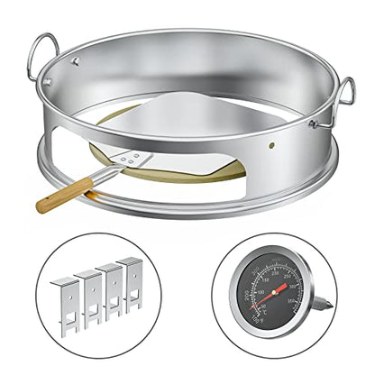 onlyfire Stainless Steel Pizza Ring Kit Pizza Oven Kit for Weber 22-Inch Kettle Grills - Include Pizza Stone and Aluminum Peel