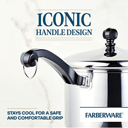Farberware Classic Series Stainless Steel Straining Sauce Pan with Lid, 3-Quart Sauce Pan With Pour Spout